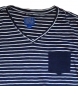 Preview: Dstrezzed V-Neck Stripe Heavy Jersey Navy / Off white