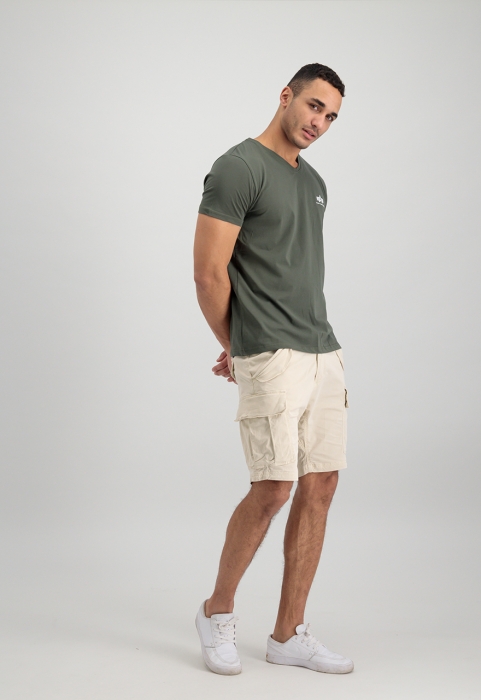 Preview: Alpha Industries Basic V-Neck T Small Logo Dark Olive