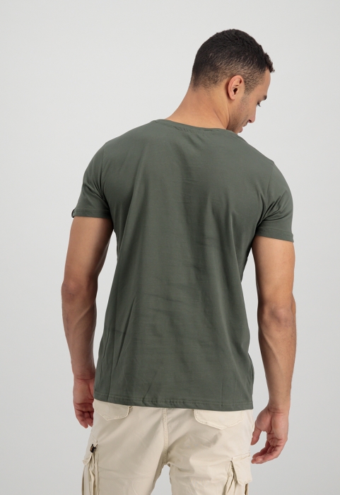 Preview: Alpha Industries Basic V-Neck T Small Logo Dark Olive