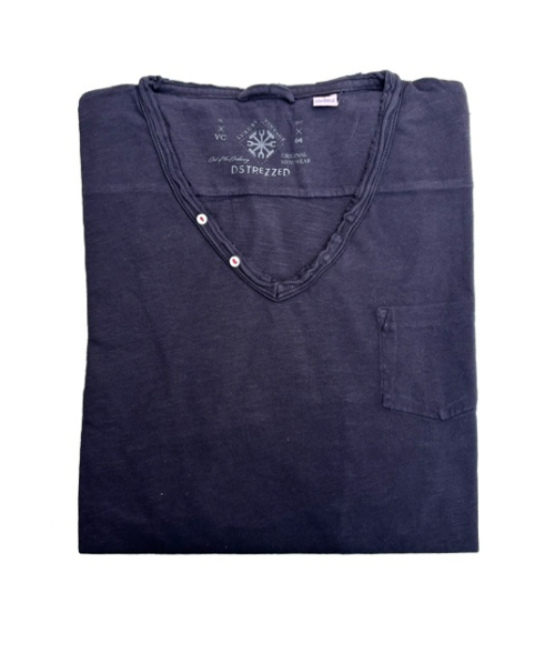 Dstrezzed V-Neck Slub Jersey Black