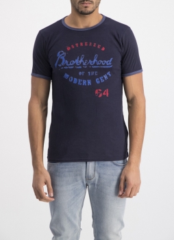 Dstrezzed T-Shirt Brotherhood Graphic Dark Navy