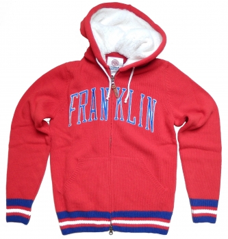 Franklin & Marshall Knitwear Zip Hoodie Red Alert