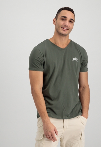 Alpha Industries Basic V-Neck T Small Logo Dark Olive