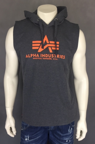 Alpha Industries Basic Hooded Tank Charcoal Heather