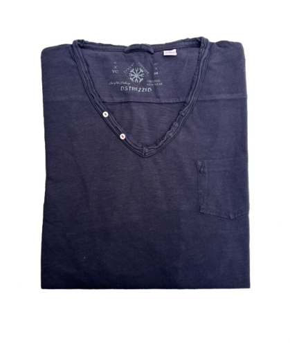Dstrezzed V-Neck Slub Jersey Black