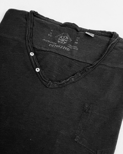 Dstrezzed V-Neck Slub Jersey Black
