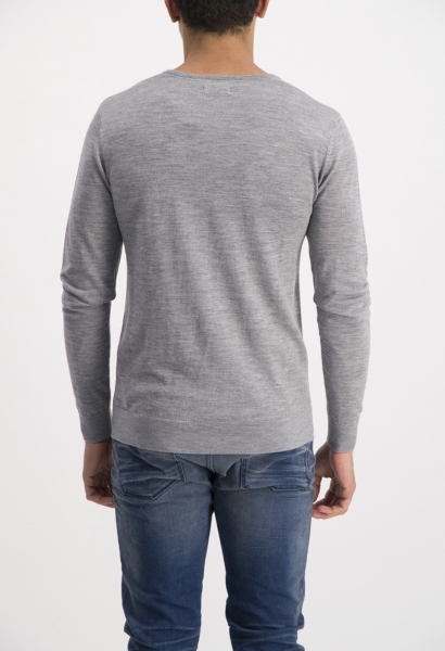 Dstrezzed V-Neck Fine Merino Md. Grey Melange