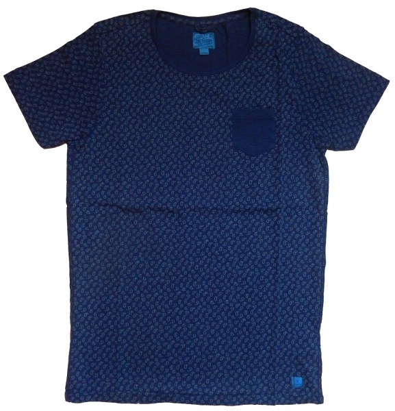 Dstrezzed Round Neck Paisley Slub Jersey Dark Navy