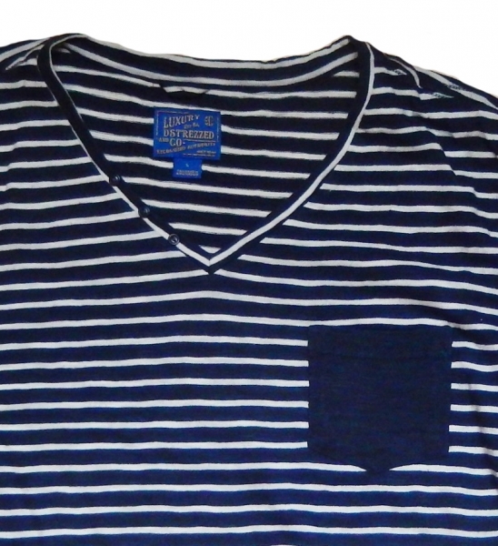 Dstrezzed V-Neck Stripe Heavy Jersey Navy / Off white