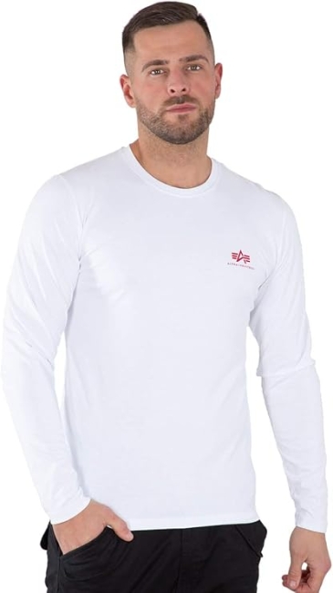 Alpha Industries Back Print Heavy LS White/Red